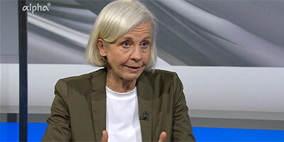 Ursula Münch im Studio von alpha-demokratie